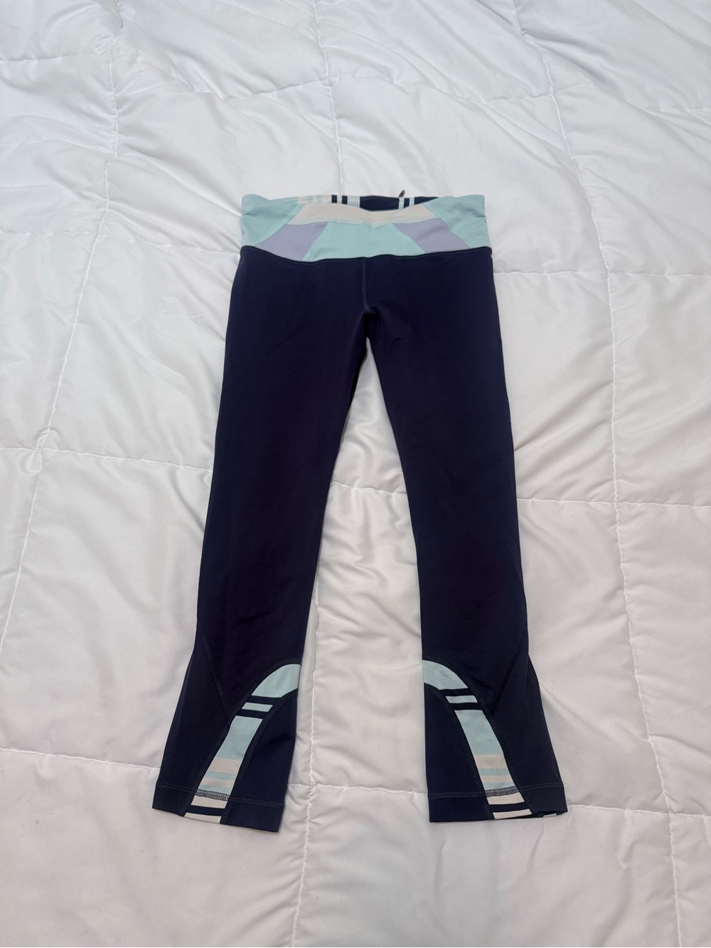 lululemon athletica Navy Leggings with Pastel Waist and Ankle Panels